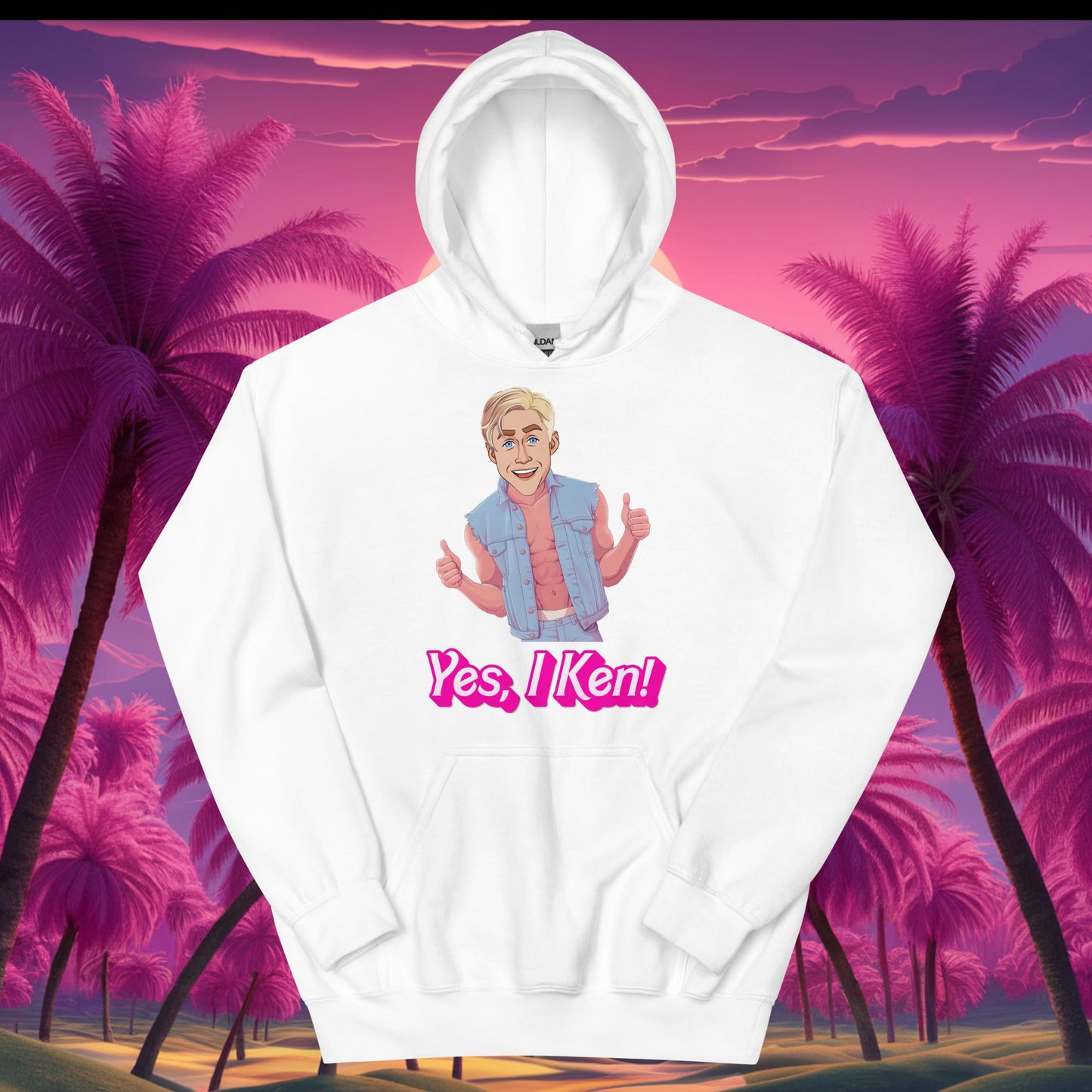 Yes I Ken Yes I can Ryan Gosling Ken Barbie Movie Unisex Hoodie White Hoodies Barbie Celebrities Ken Movies Ryan Gosling Next Cult Brand