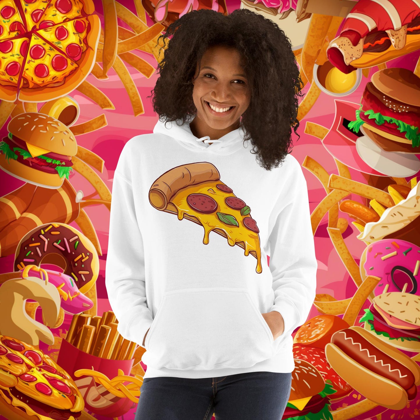 Pizza I Love Pizza Unisex Hoodie White Hoodies Fast Food Pizza Next Cult Brand