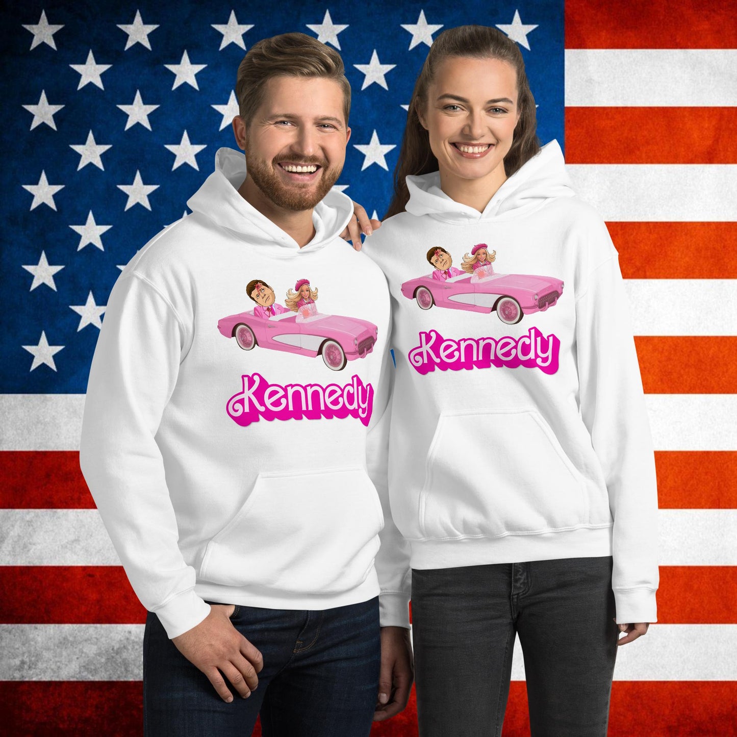 Kennedy JFK Conspiracy Ken Barbie Movie Unisex Hoodie White Hoodies Barbie Conspiracy Theories Democrats JFK Ken Politics Next Cult Brand