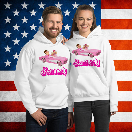 Kennedy JFK Conspiracy Ken Barbie Movie Unisex Hoodie White Hoodies Barbie Conspiracy Theories Democrats JFK Ken Politics Next Cult Brand