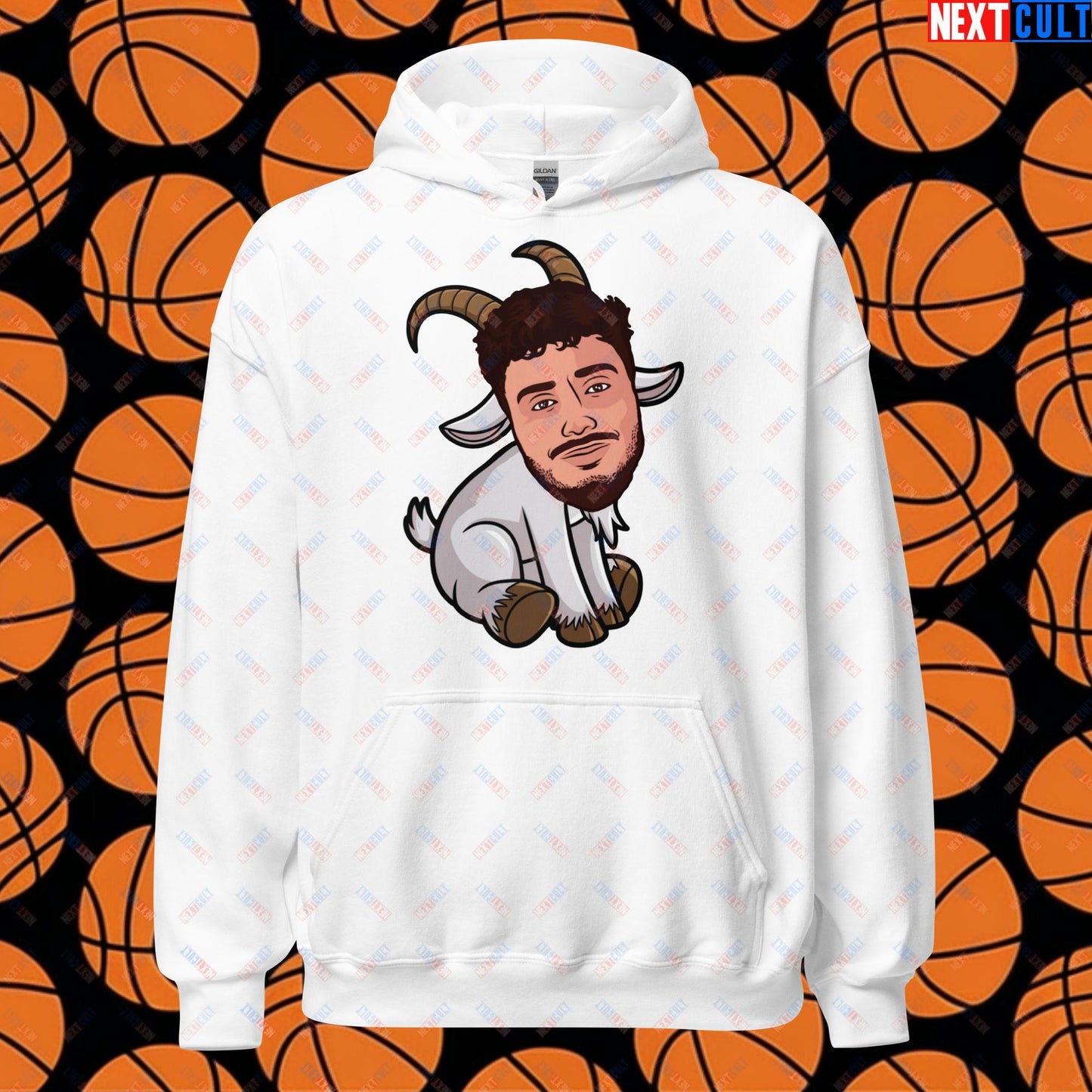 Alperen Sengun G.O.A.T. Hoodie - Funny Houston Rockets Basketball Sweatshirt - Turkey’s Greatest of All Time Meme Pullover - Perfect Gift for Rockets Fans Unisex Hoodie White Hoodies Alperen Sengun Basketball G.O.A.T. Houston Rockets NBA Next Cult Brand