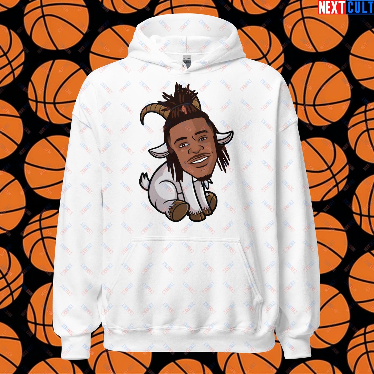 Ja Morant G.O.A.T. Hoodie - Funny Basketball Meme Sweatshirt - Memphis Grizzlies GOAT Cartoon Design Pullover - Perfect Gift for Basketball Fans Unisex Hoodie White Hoodies Basketball G.O.A.T. Ja Morant Memphis Grizzlies NBA Next Cult Brand