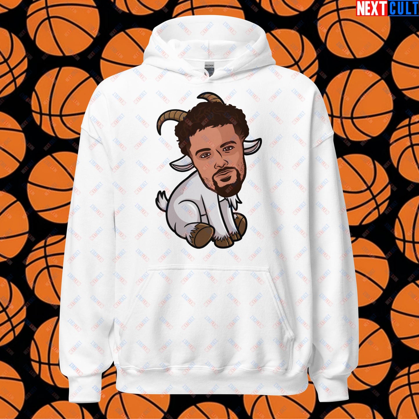 Trae Young G.O.A.T. Hoodie - Funny Atlanta Hawks Basketball Meme Sweatshirt - Greatest of All Time Pullover for Basketball Fans - Perfect Gift for Trae Young Fans Unisex Hoodie White Hoodies Atlanta Hawks Basketball G.O.A.T. NBA Trae Young Next Cult Brand