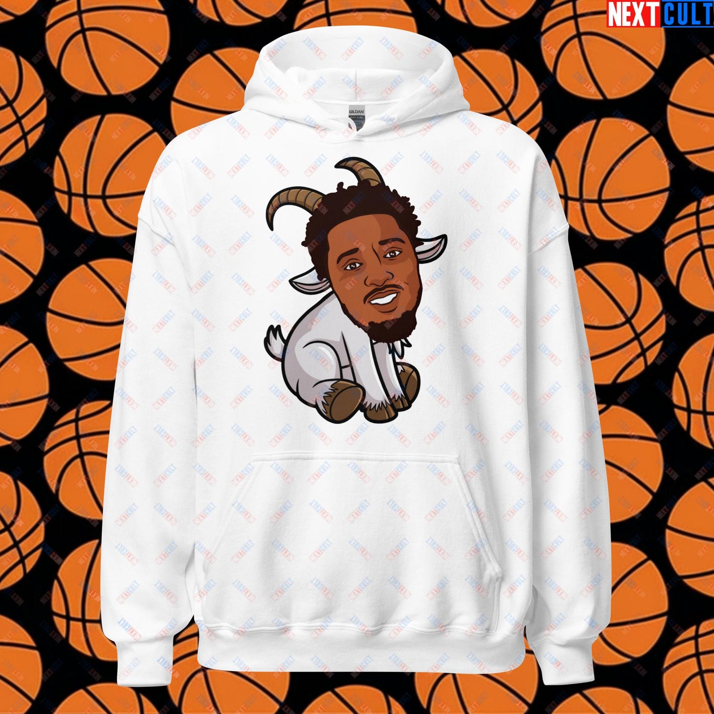 Donovan Mitchell G.O.A.T. Hoodie - Cleveland Cavaliers Basketball Meme Sweatshirt - Funny GOAT Cartoon Pullover for Basketball Fans - Perfect Gift for Cavs Supporters Unisex Hoodie White Hoodies Basketball Cleveland Cavaliers Donovan Mitchell G.O.A.T. NBA Next Cult Brand