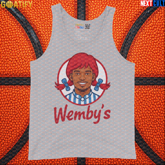 Basketball Tank Top Wemby's Logo Parody for Spurs Fans, Gym Wear and Funny NBA Gifts Athletic Heather Next Cult Brand