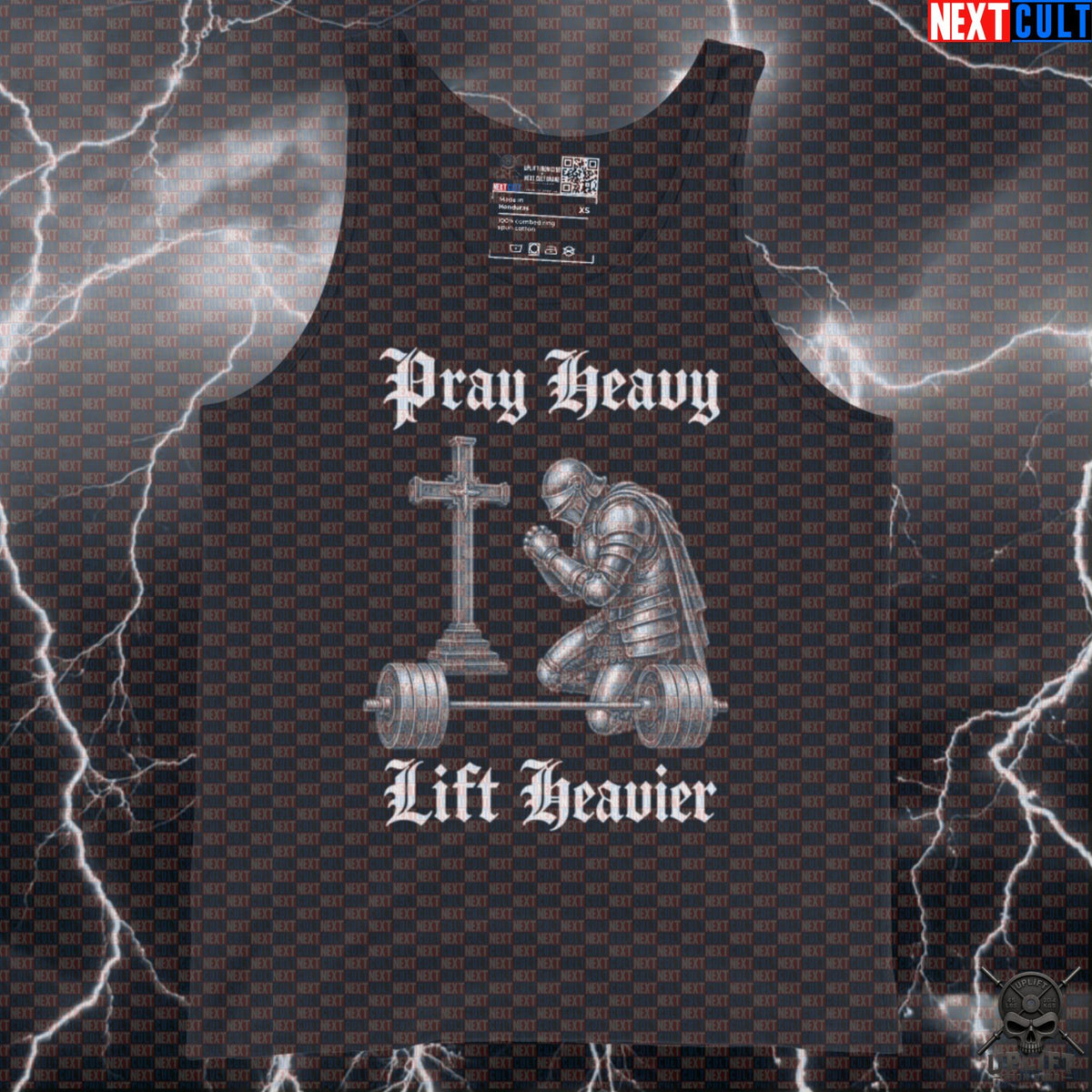 Christian Gym Tank Top Pray Heavy Lift Heavier Medieval Knight Muscle Shirt for Lifters Tank Tops Next Cult Brand