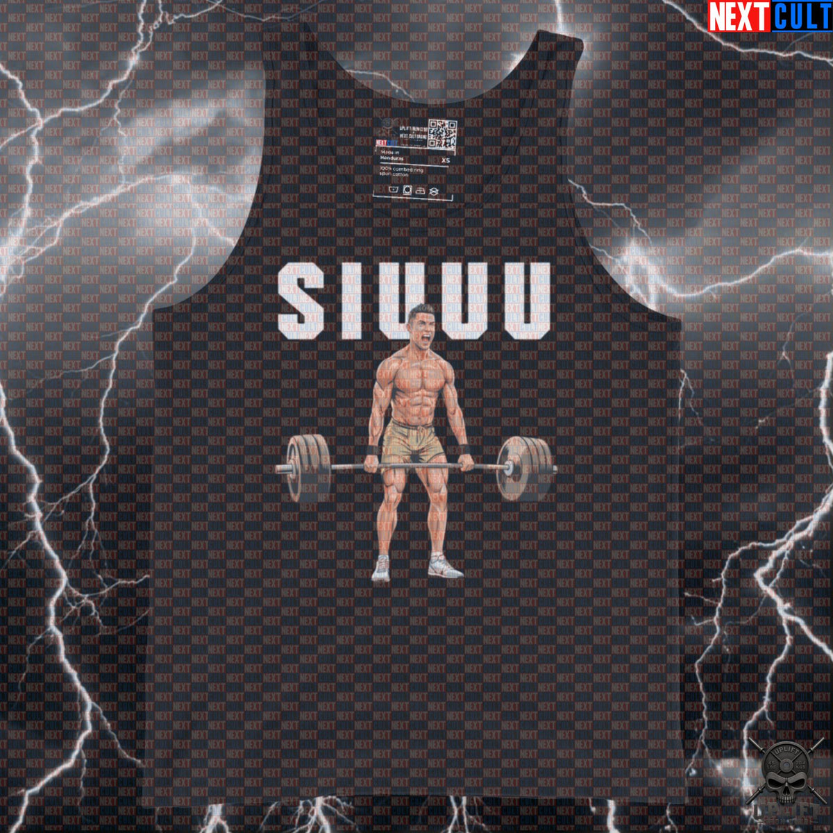 Funny SIUUU Deadlift Gym Tank Top | Cristiano Ronaldo Meme Muscle Shirt For Football Fans & Lifters Tank Tops Next Cult Brand