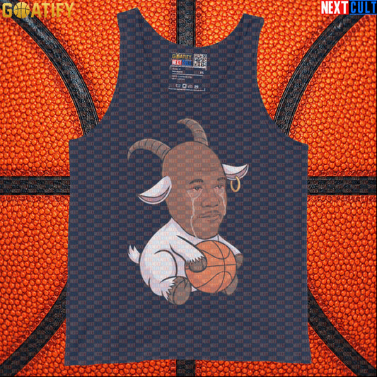 Michael Jordan Tank Top - Crying Jordan GOAT Meme Muscle Shirt for Chicago Bulls NBA Fans Navy Tank Tops Next Cult Brand