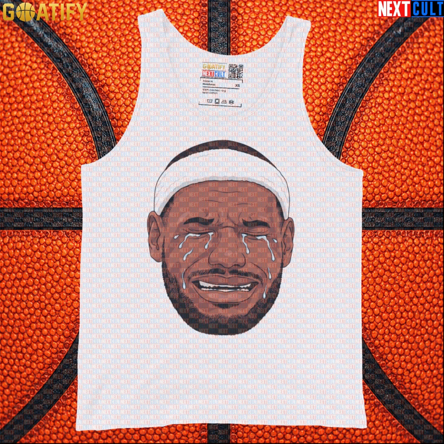 Crying LeBron Meme Tank Top – Funny NBA Basketball Muscle Shirt Game Day Gift for Fans White Tank Tops Next Cult Brand