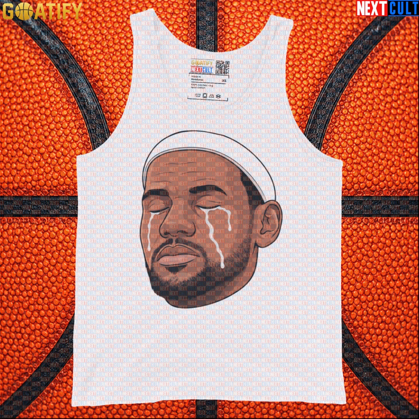 Crying LeBron Meme Tank Top – Emotional NBA Basketball Muscle Shirt Gift for Sports Fans White Tank Tops Next Cult Brand