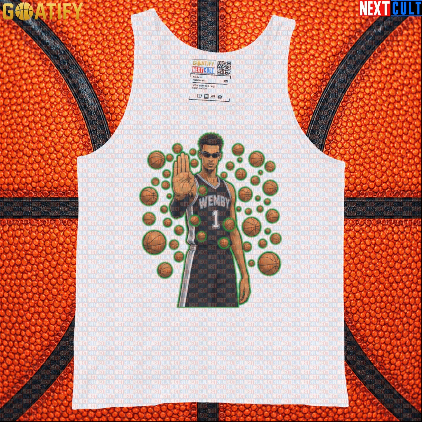 Basketball Tank Top Wemby Matrix Stopper Design for Spurs Fans Gym, Game Day and Gifts White Tank Tops Next Cult Brand