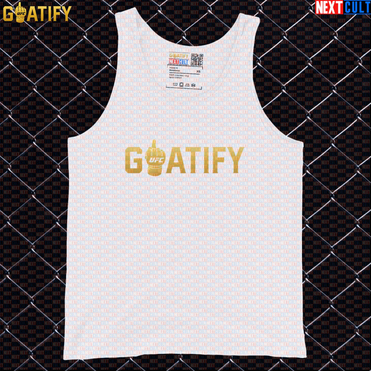 MMA GOAT Tank Top Gold Middle Finger Fight Muscle Shirt for UFC Fans & Gym Training | GOATIFY White Tank Tops Next Cult Brand