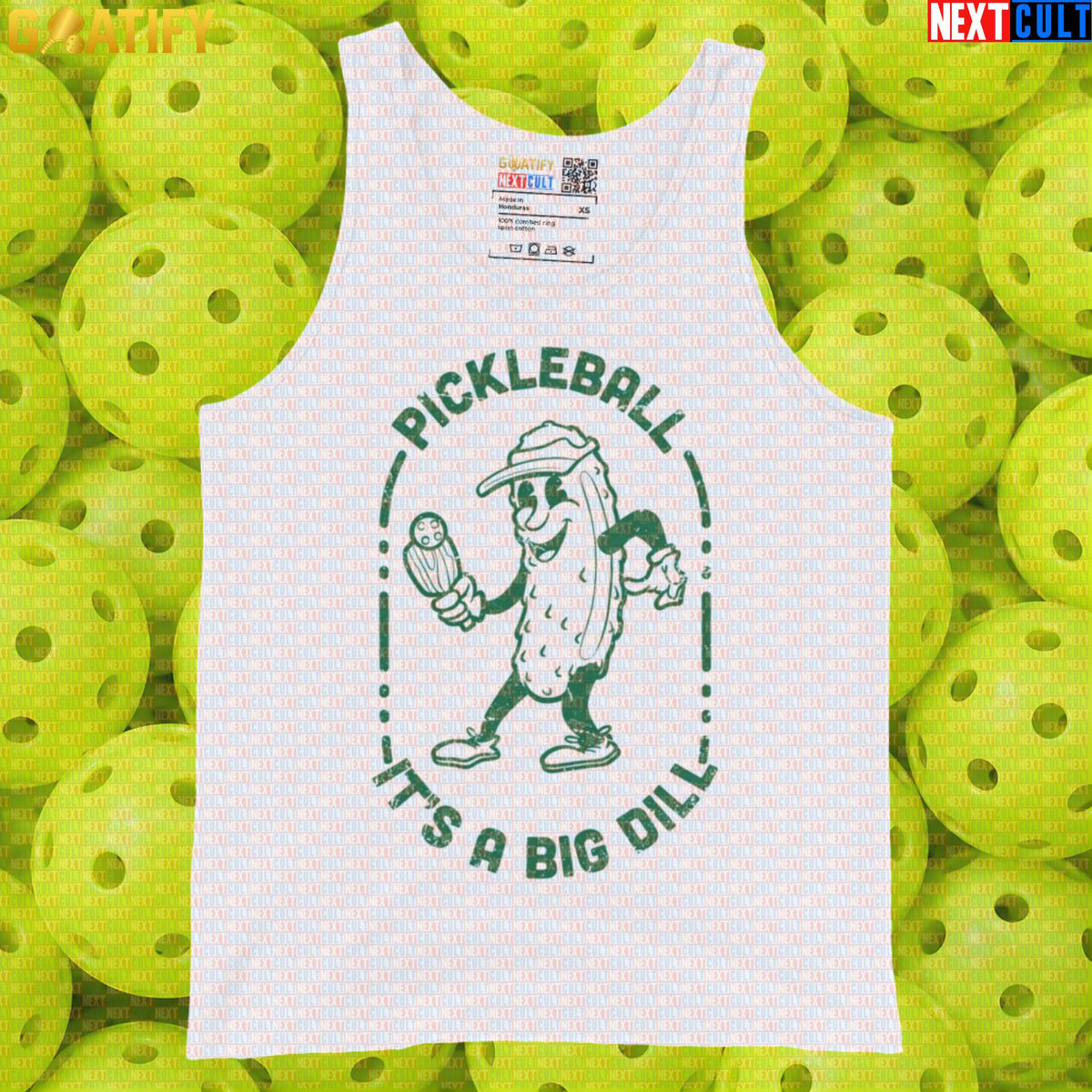 Pickleball Tank Top It's a Big Dill Vintage Pickle Joke for Players & Court Days White Tank Tops Next Cult Brand