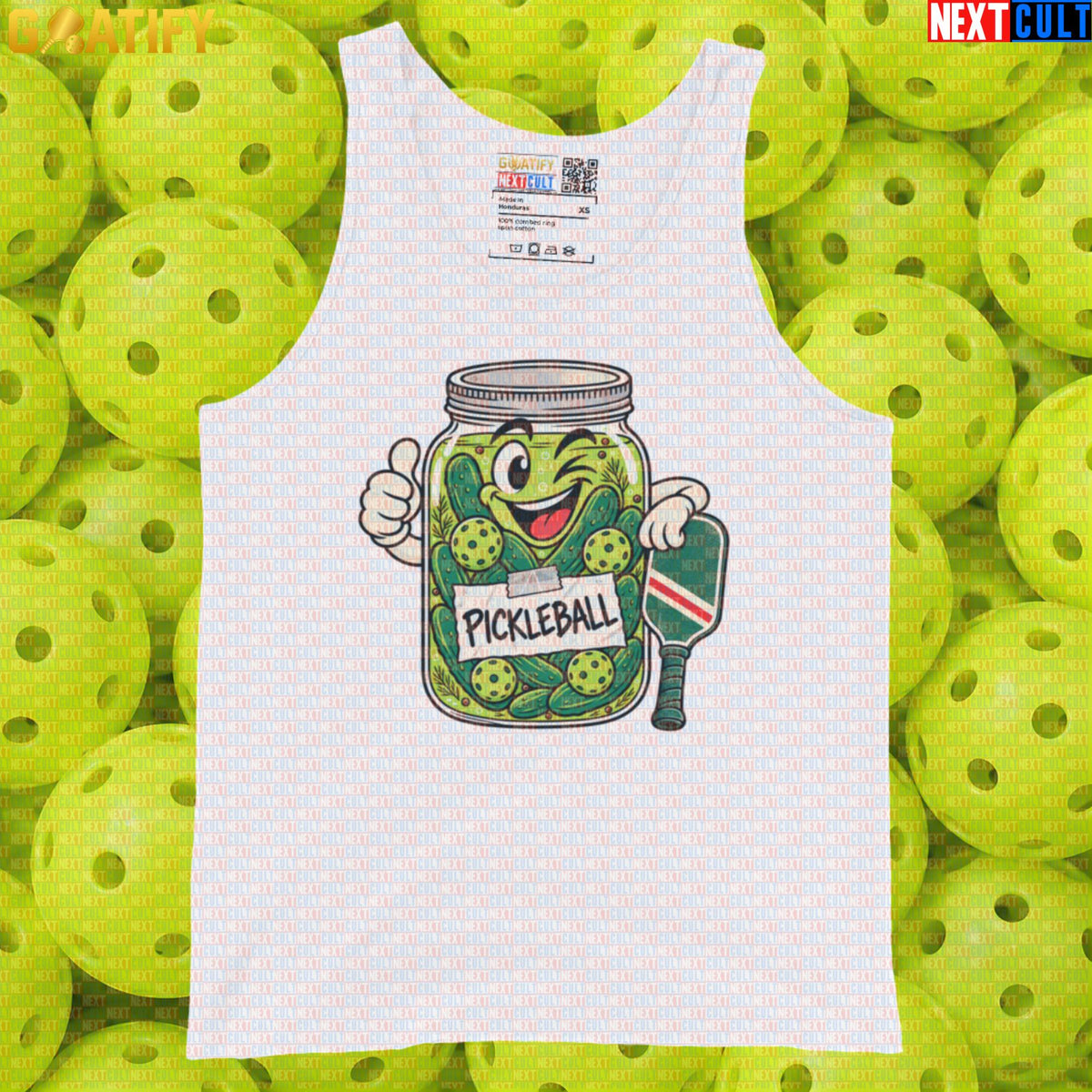 Pickleball Tank Top Funny Pickle Jar Vintage Sports Top for Players, Court Days & Gifts White Tank Tops Next Cult Brand