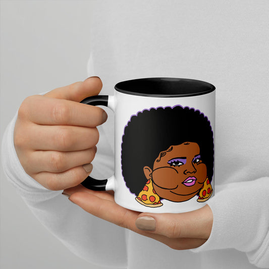 Pizzo Lizzo Pizza Lizzo Merch Lizzo Gift Song Lyrics Lizzo Mug with Color Inside Black Mugs Lizzo Music Next Cult Brand