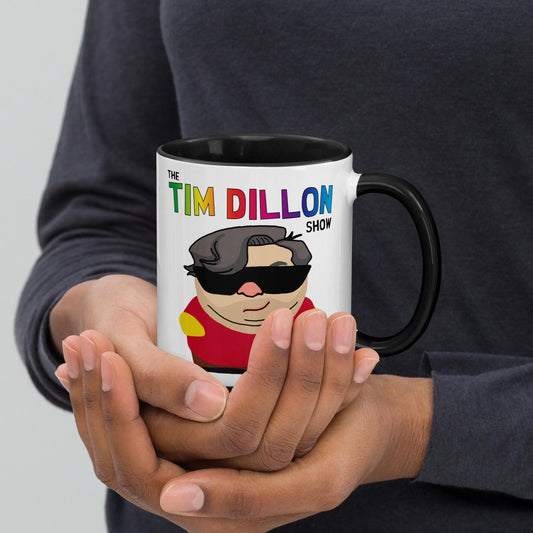 Tim Dillon Cartman, Southpark, The Tim Dillon Show, Tim Dillon Podcast, Tim Dillon Merch, Tim Dillon Mug with Color Inside Black Mugs Podcasts Stand-up Comedy Tim Dillon Next Cult Brand