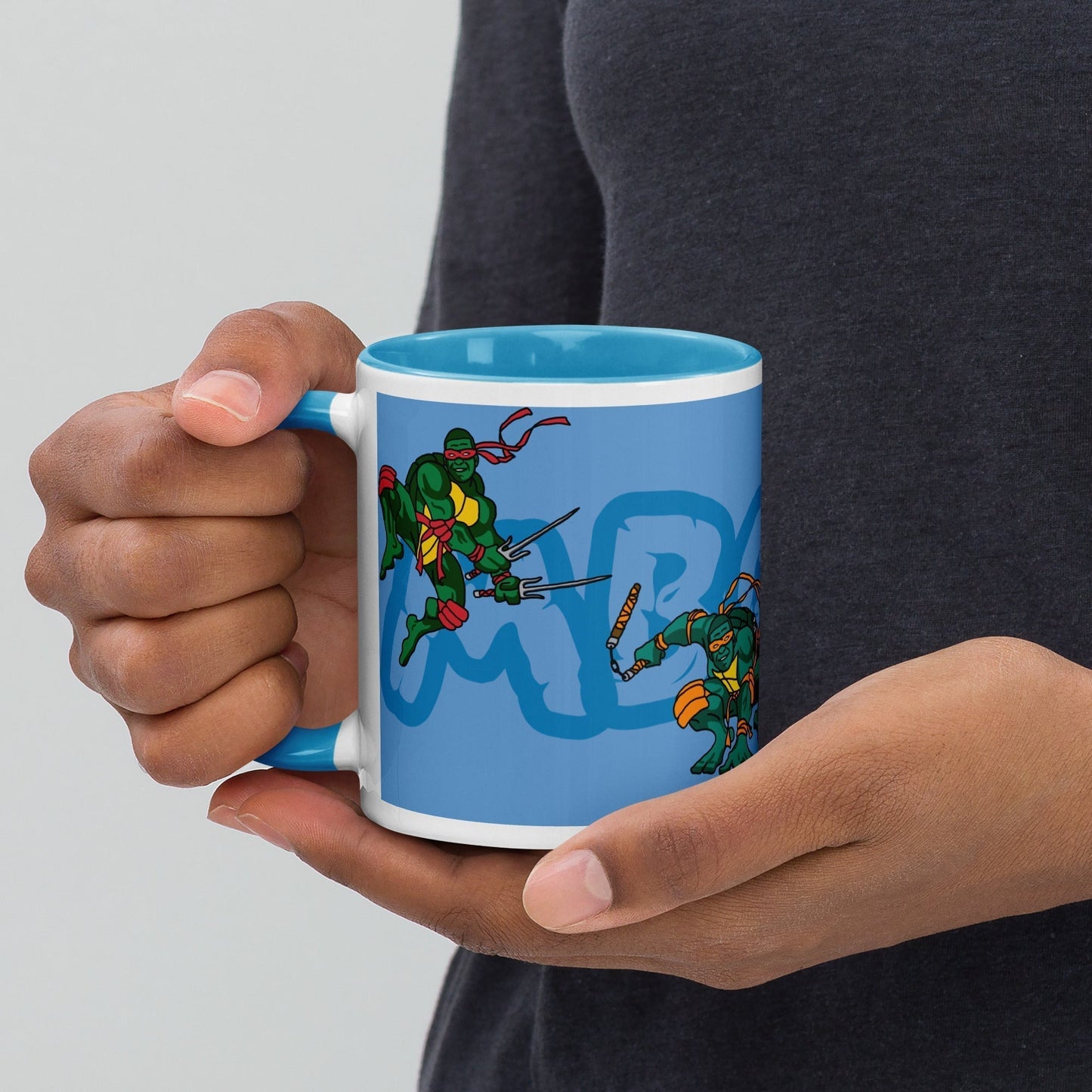 Kylian Mbappe Ninja Turtles funny football/ soccer meme Mug with Color Inside blue Mugs Football Kylian Mbappe Ninja Turtles PSG Real Madrid Next Cult Brand