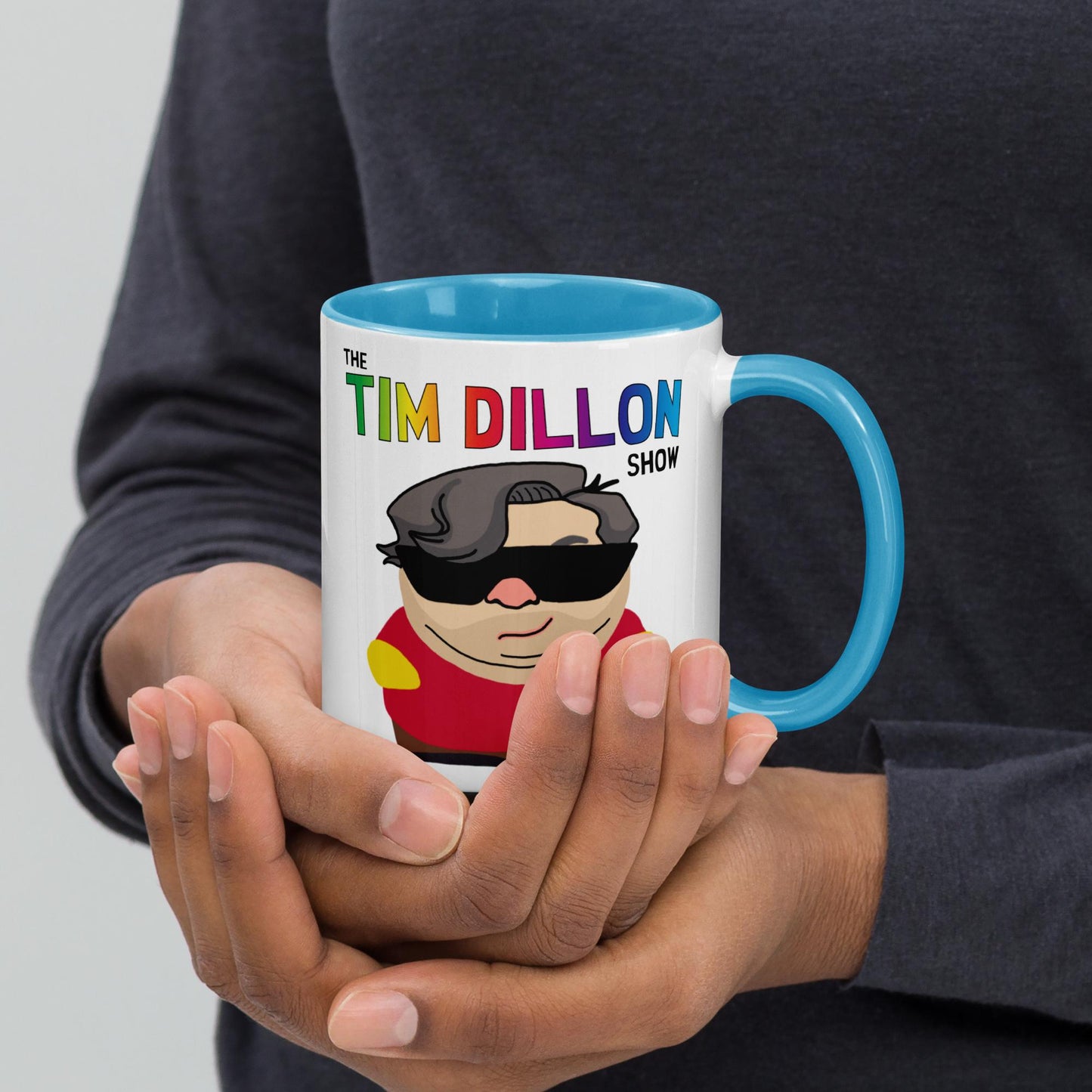 Tim Dillon Cartman, Southpark, The Tim Dillon Show, Tim Dillon Podcast, Tim Dillon Merch, Tim Dillon Mug with Color Inside Blue Mugs Podcasts Stand-up Comedy Tim Dillon Next Cult Brand