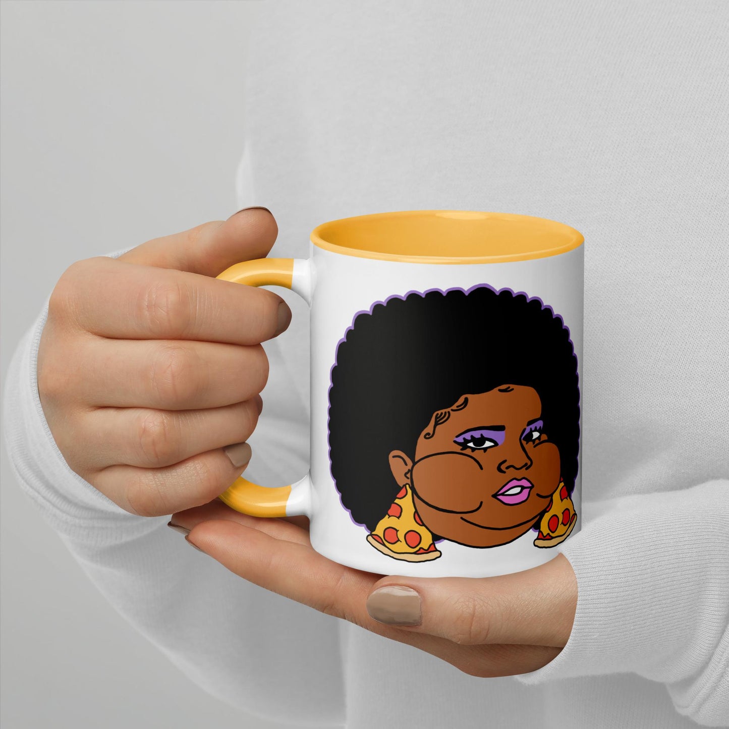 Pizzo Lizzo Pizza Lizzo Merch Lizzo Gift Song Lyrics Lizzo Mug with Color Inside Golden Yellow Mugs Lizzo Music Next Cult Brand