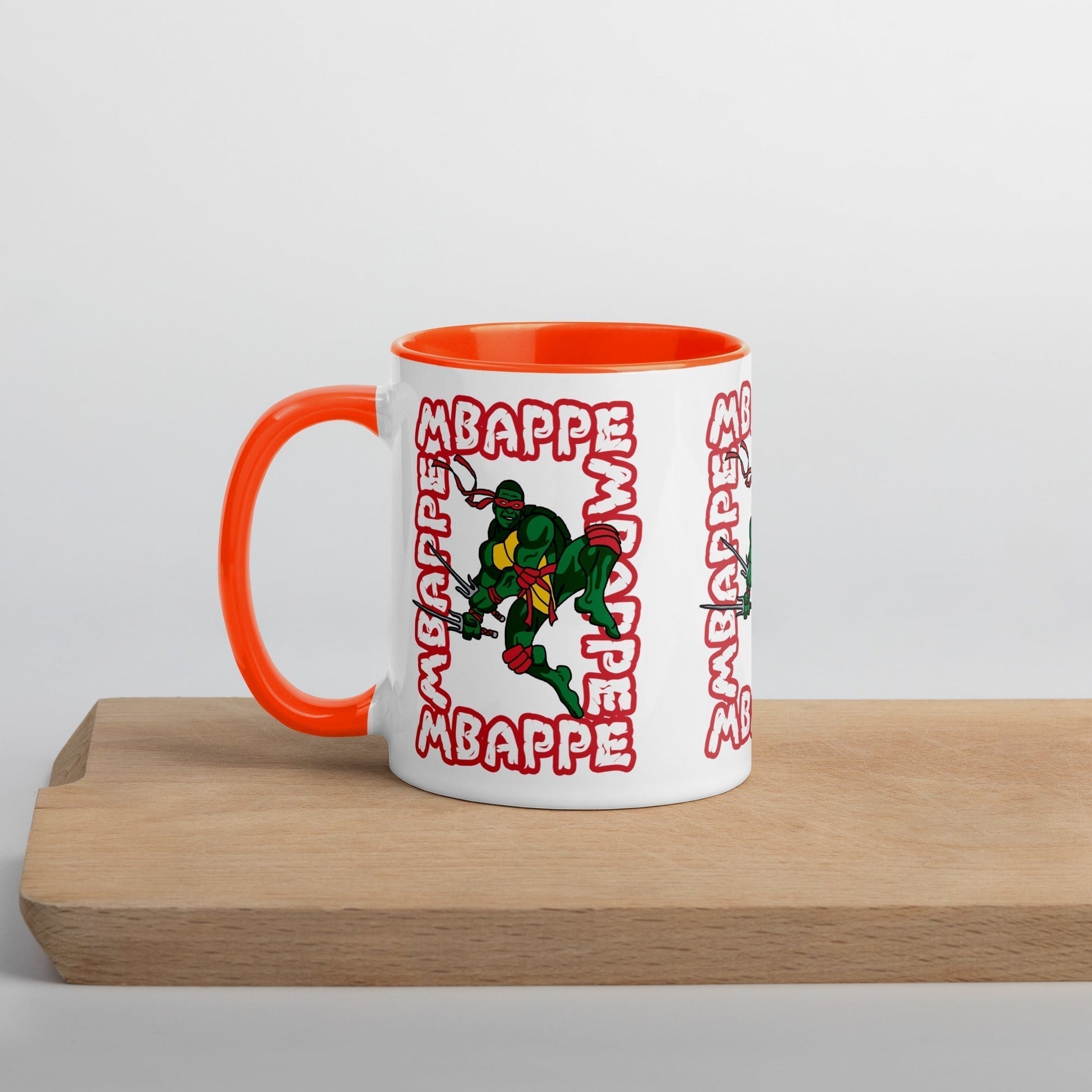Kylian Mbappe Red Ninja Turtle Raphael Mug with Color Inside Mugs Football Kylian Mbappe Ninja Turtles PSG Real Madrid Next Cult Brand