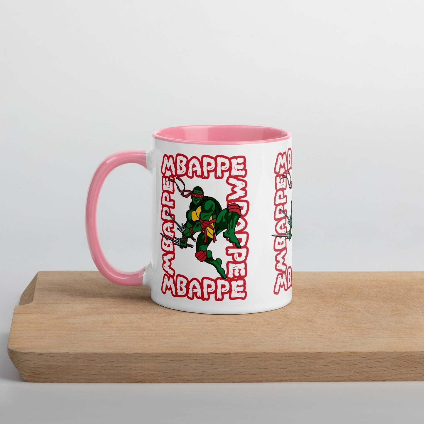 Kylian Mbappe Red Ninja Turtle Raphael Mug with Color Inside Mugs Football Kylian Mbappe Ninja Turtles PSG Real Madrid Next Cult Brand