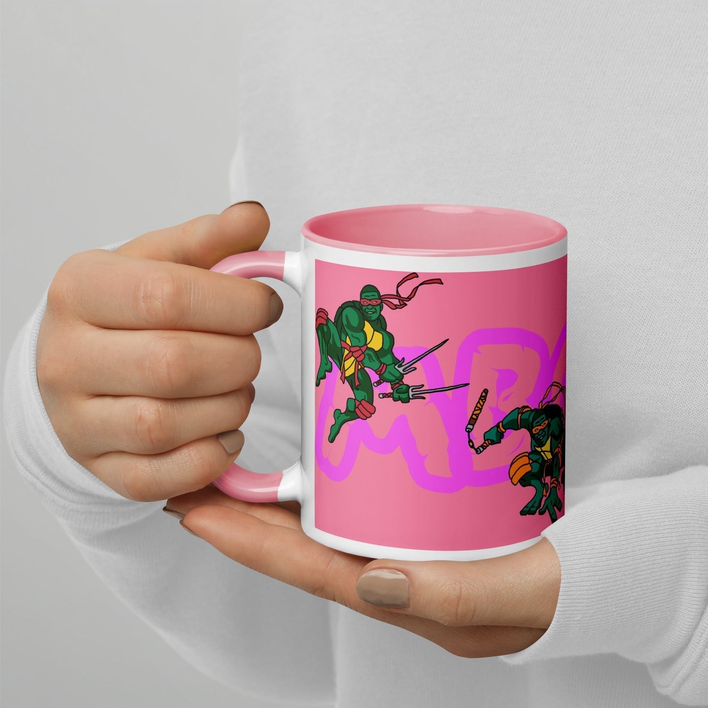 Kylian Mbappe Ninja Turtles funny football/ soccer meme Mug with Color Inside pink Default Title Mugs Football Kylian Mbappe Ninja Turtles PSG Real Madrid Next Cult Brand
