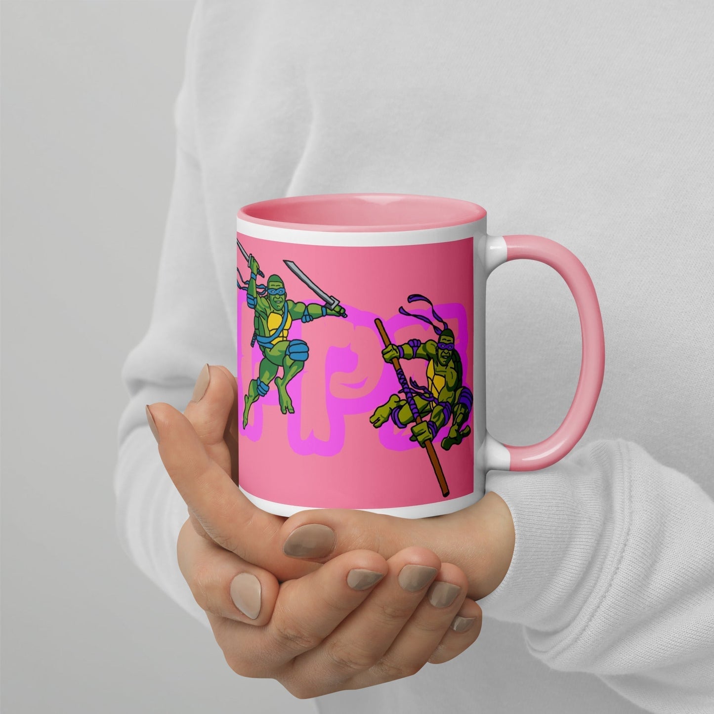 Kylian Mbappe Ninja Turtles funny football/ soccer meme Mug with Color Inside pink Mugs Football Kylian Mbappe Ninja Turtles PSG Real Madrid Next Cult Brand