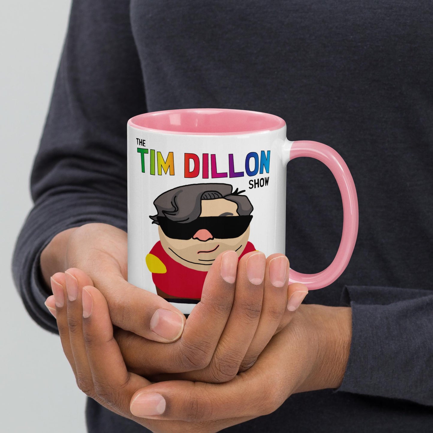 Tim Dillon Cartman, Southpark, The Tim Dillon Show, Tim Dillon Podcast, Tim Dillon Merch, Tim Dillon Mug with Color Inside Pink Mugs Podcasts Stand-up Comedy Tim Dillon Next Cult Brand