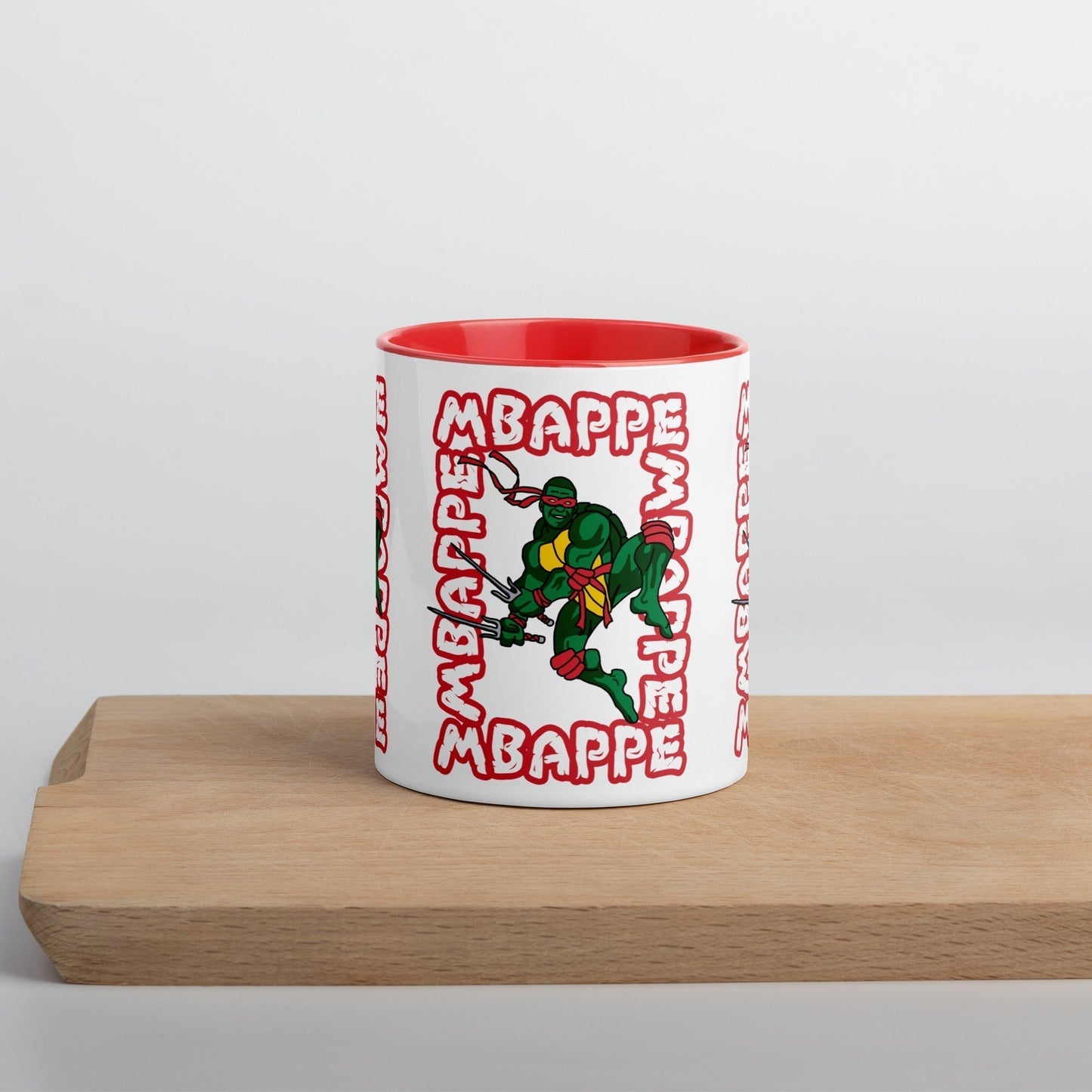 Kylian Mbappe Red Ninja Turtle Raphael Mug with Color Inside Mugs Football Kylian Mbappe Ninja Turtles PSG Real Madrid Next Cult Brand