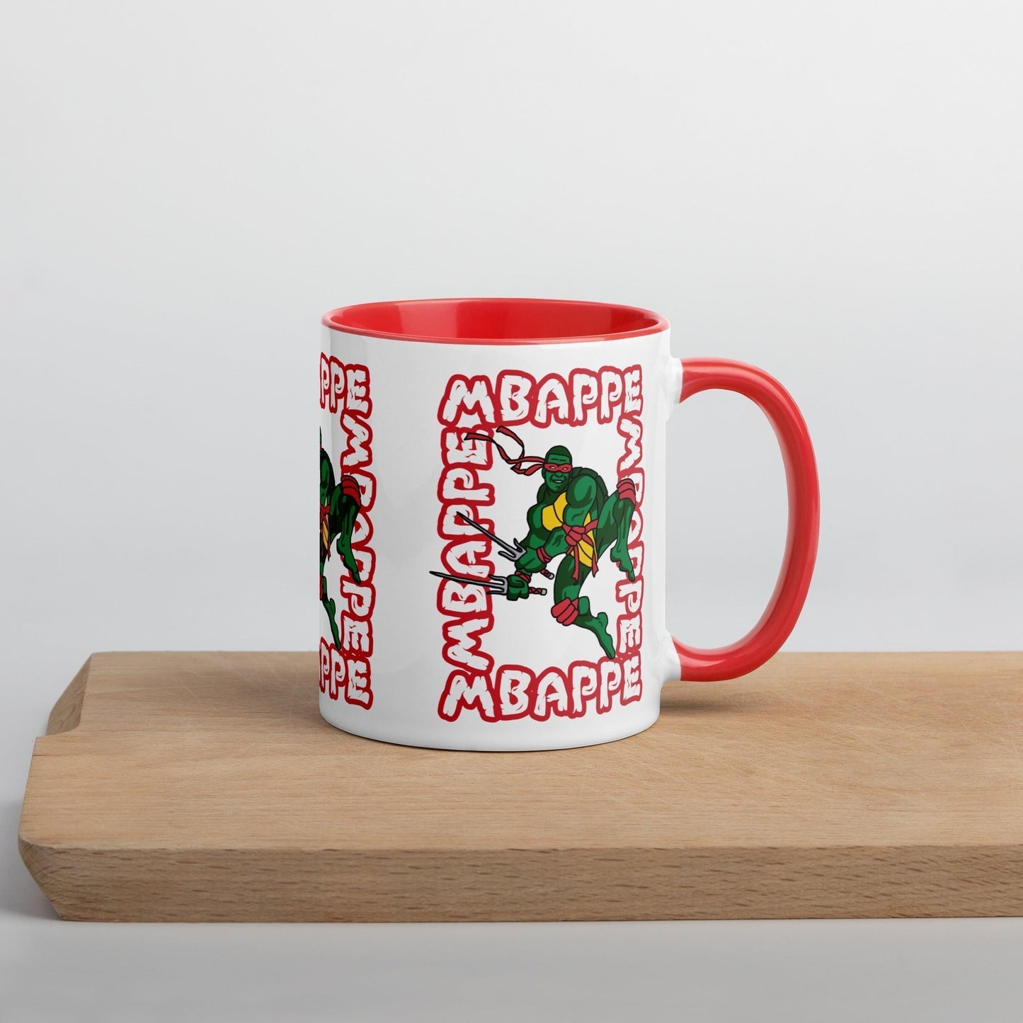 Kylian Mbappe Red Ninja Turtle Raphael Mug with Color Inside Red Mugs Football Kylian Mbappe Ninja Turtles PSG Real Madrid Next Cult Brand