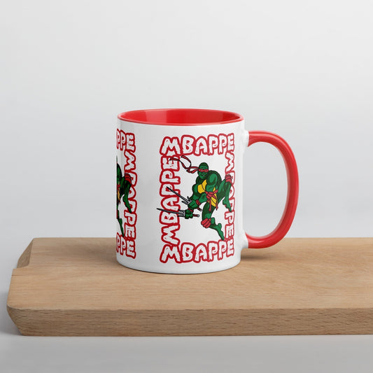 Kylian Mbappe Red Ninja Turtle Raphael Mug with Color Inside Red Mugs Football Kylian Mbappe Ninja Turtles PSG Real Madrid Next Cult Brand