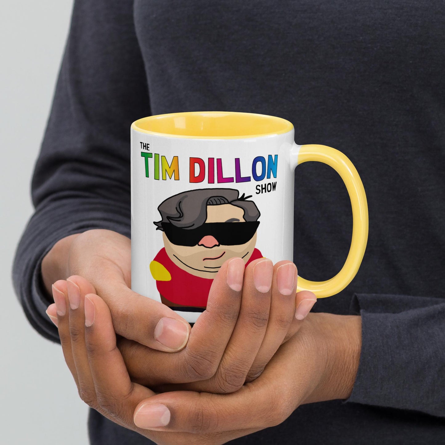 Tim Dillon Cartman, Southpark, The Tim Dillon Show, Tim Dillon Podcast, Tim Dillon Merch, Tim Dillon Mug with Color Inside Yellow Mugs Podcasts Stand-up Comedy Tim Dillon Next Cult Brand