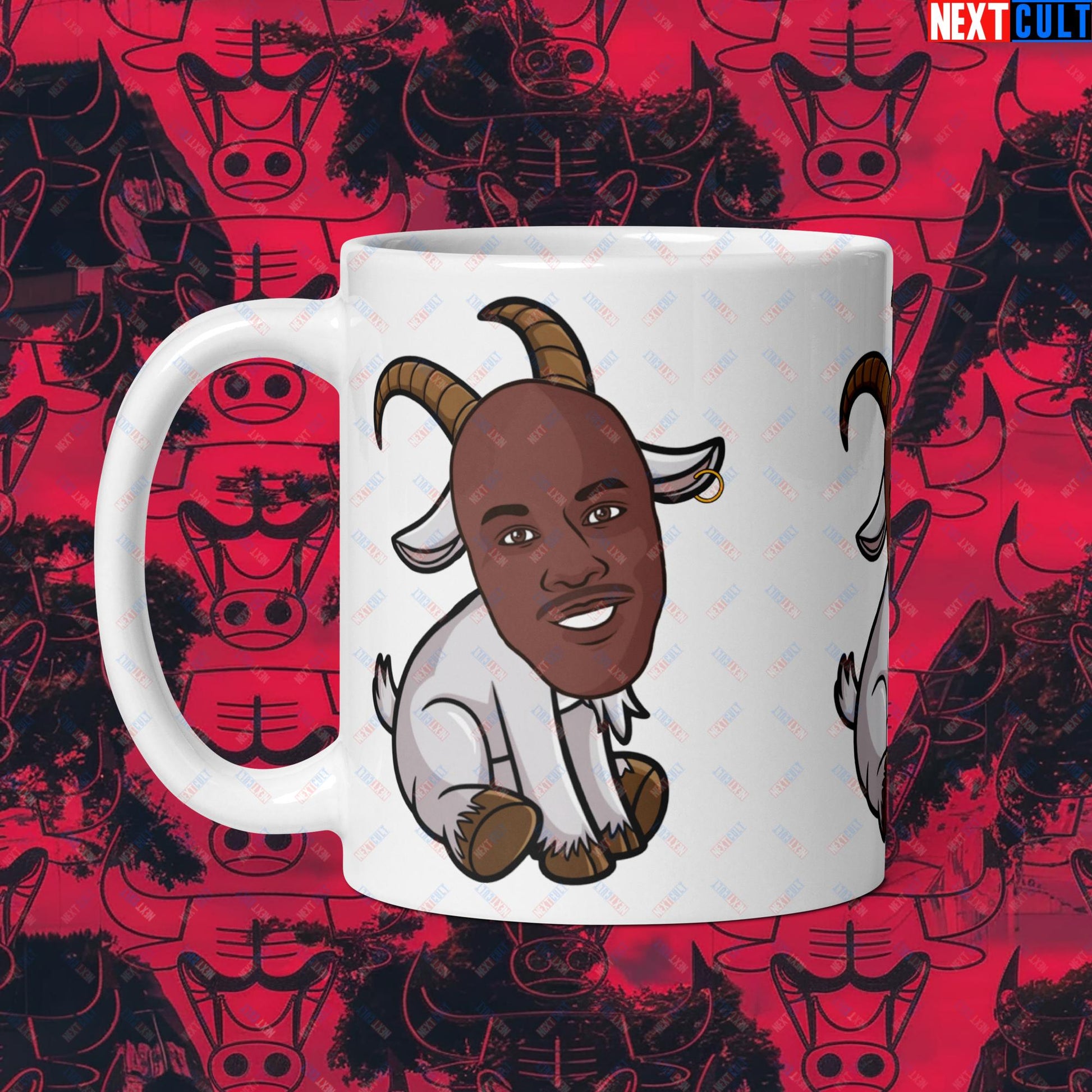Michael Jordan G.O.A.T. Mug - Funny Basketball Meme Coffee Cup - Greatest of All Time NBA Cartoon Design - Perfect Gift for Basketball Fans White glossy mug Default Title Mugs Basketball Chicago Bulls G.O.A.T. Michael Jordan NBA Next Cult Brand