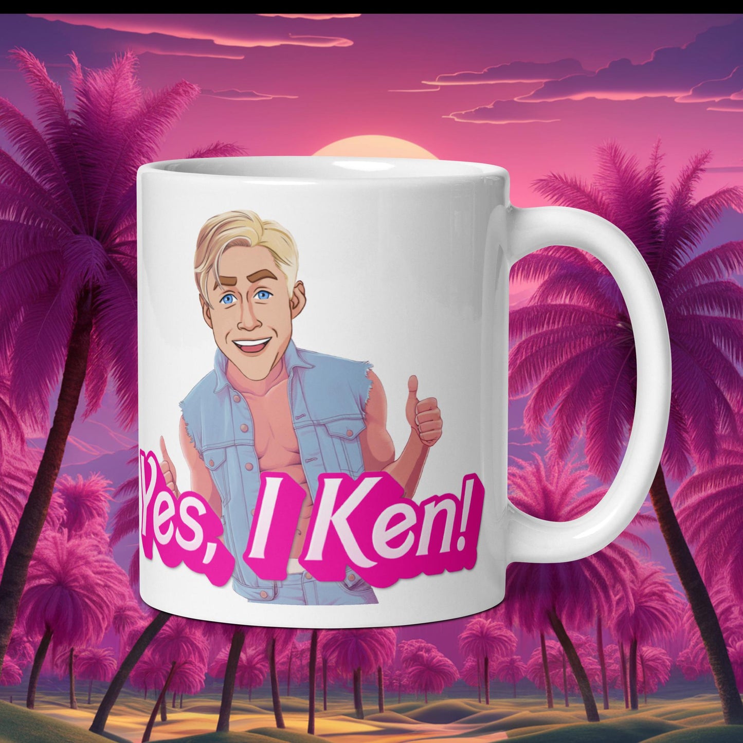 Yes I Ken Yes I can Ryan Gosling Ken Barbie Movie White glossy mug Default Title Mugs Barbie Celebrities Ken Movies Ryan Gosling Next Cult Brand