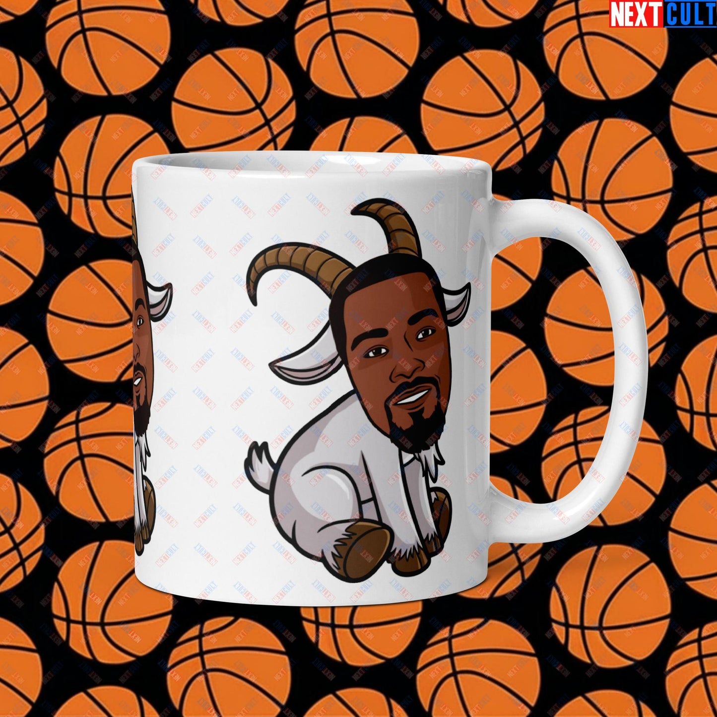 Kevin Durant G.O.A.T. Mug - Funny Basketball Meme Coffee Cup - Greatest of All Time Teacup for Basketball Fans - Perfect Gift for Durant Fans White glossy mug Default Title Mugs Basketball G.O.A.T. Golden State Warriors Kevin Durant NBA Oklahoma City Thunder Phoenix Suns Next Cult Brand