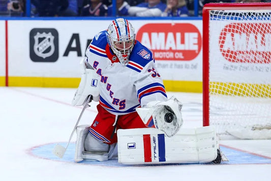 Dylan Garand in New York Rangers goaltending gear