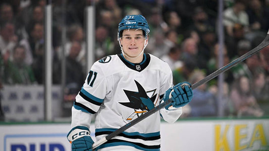 Macklin Celebrini skating for the San Jose Sharks