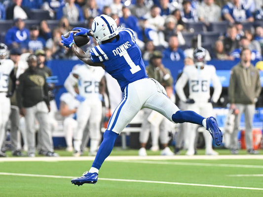 Josh Downs making a catch for Indianapolis during the previous NFL season