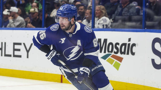 Nikita Kucherov wearing the Tampa Bay Lightning blue jersey during the 2026 season