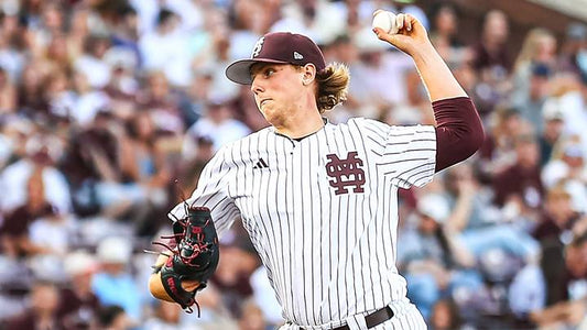 Tomas Valincius pitching for Mississippi State as a top 2027 MLB Draft prospect