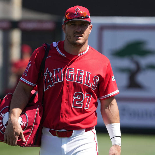 Mike Trout with the Los Angeles Angels during 2026 spring training