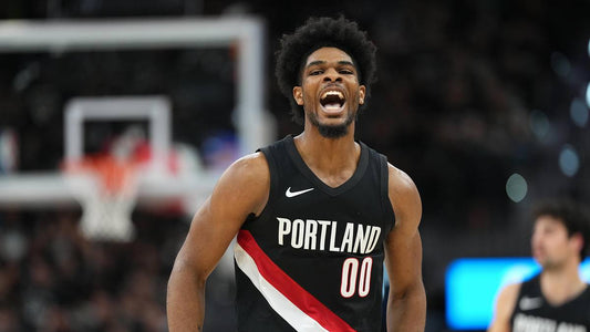 Scoot Henderson celebrates in a Portland Trail Blazers uniform during the 2026 playoffs