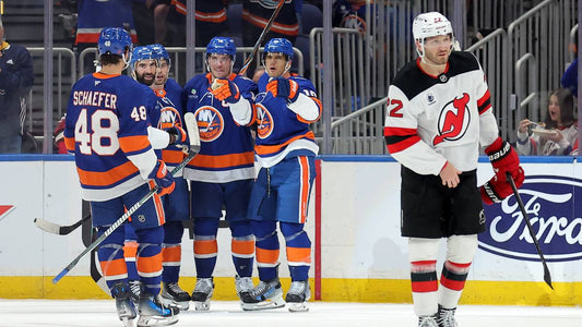 Bo Horvat celebrating in a New York Islanders uniform during October 2026
