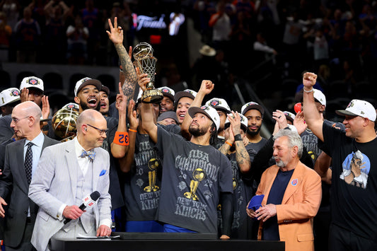 New York Knicks celebrating the 2026 NBA championship