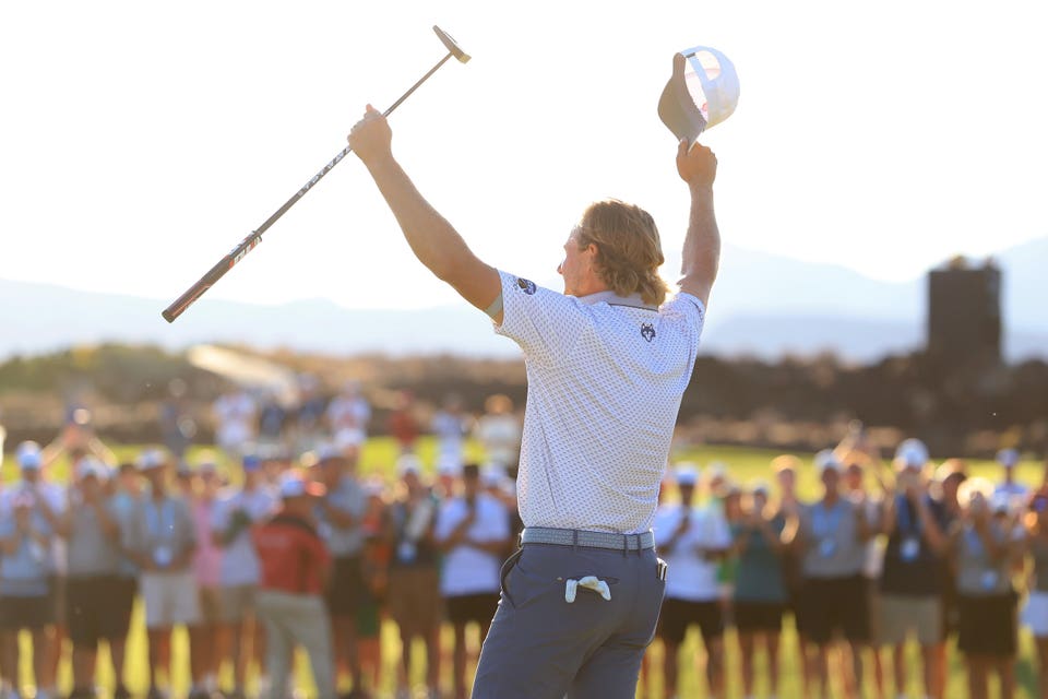 Austin Smotherman celebrates after winning the 2026 Bank of Utah Championship