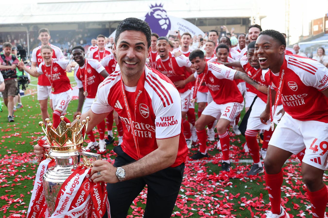 Mikel Arteta celebrates Arsenal’s 2025-26 Premier League title