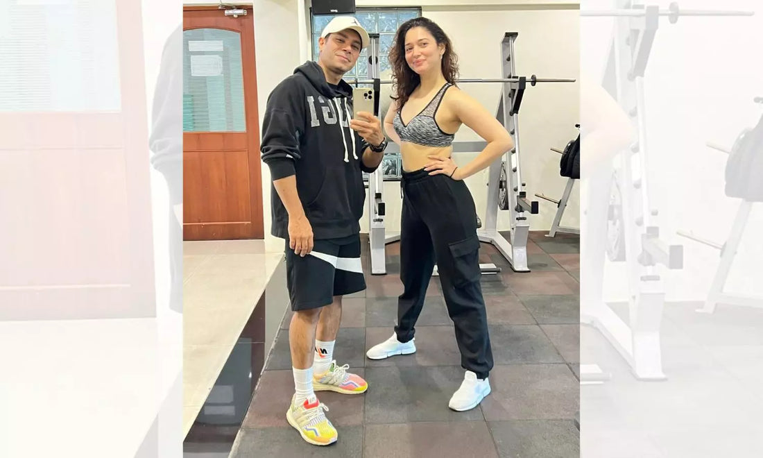 Tamannaah Bhatia training in a gym with her fitness coach