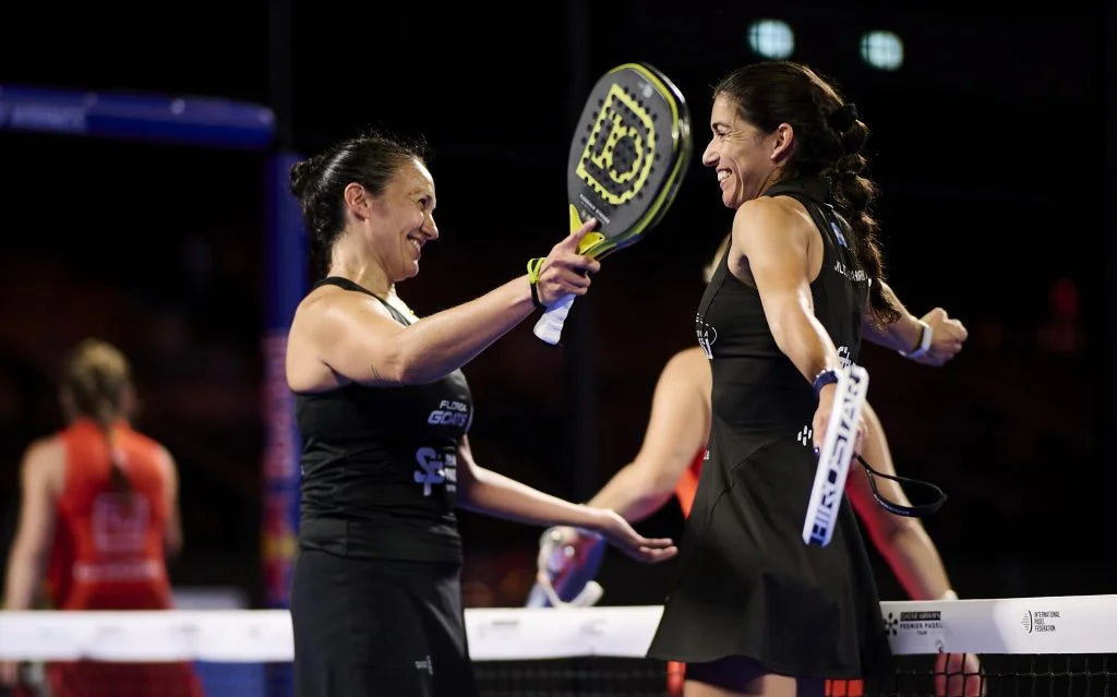 Julieta Bidahorria and Virginia Riera celebrate their 2026 Kuwait Major victory over Salazar and Osoro