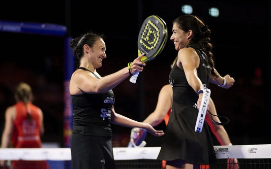 Julieta Bidahorria and Virginia Riera celebrate their 2026 Kuwait Major victory over Salazar and Osoro