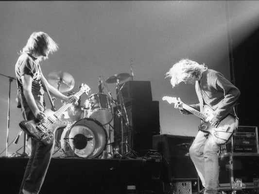 Nirvana performing live at the Paramount Theatre in Seattle in 1991